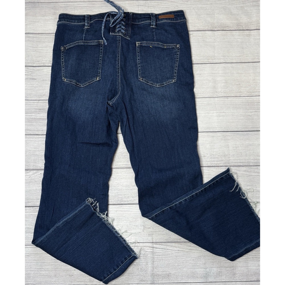 Anthropologie Pilcro Letterpress The Script Tie Back Cropped Bootcut Jeans 32 - Picture 4 of 7
